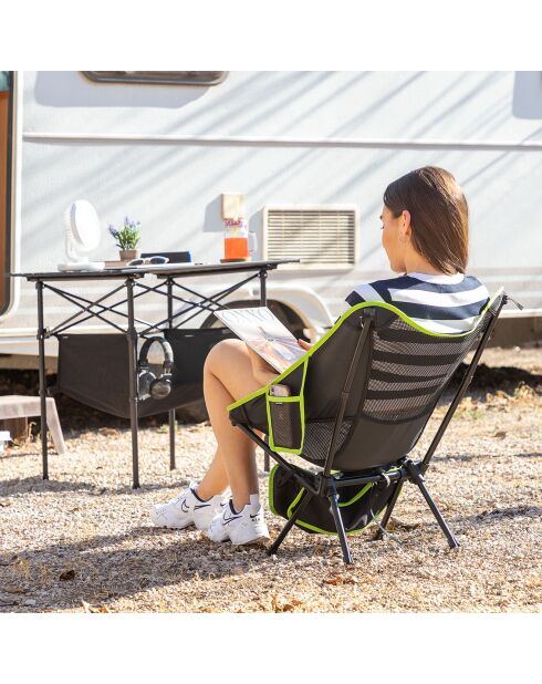 Chaise de camping pliante Folstul noir/vert - 58x64x52.5 cm
